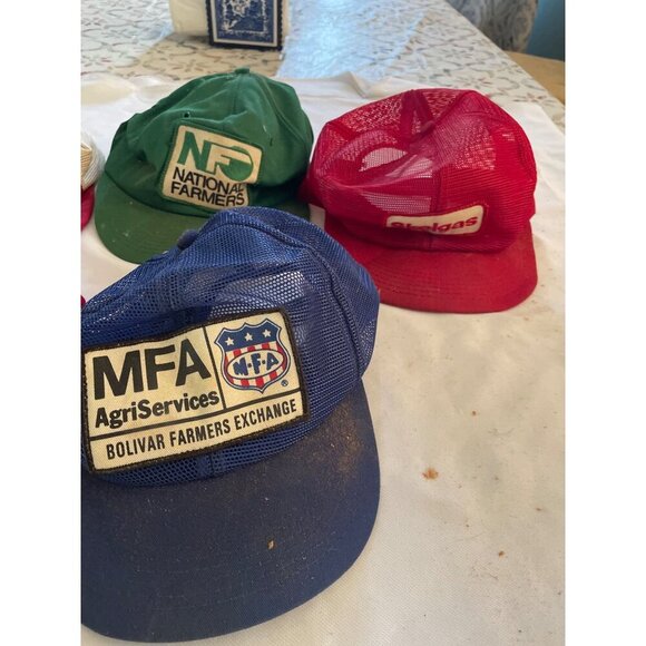K products Patch Vintage Mesh Trucker Hats Lot Of 5 With Patches: Skelgas MFA NF - Picture 2 of 9